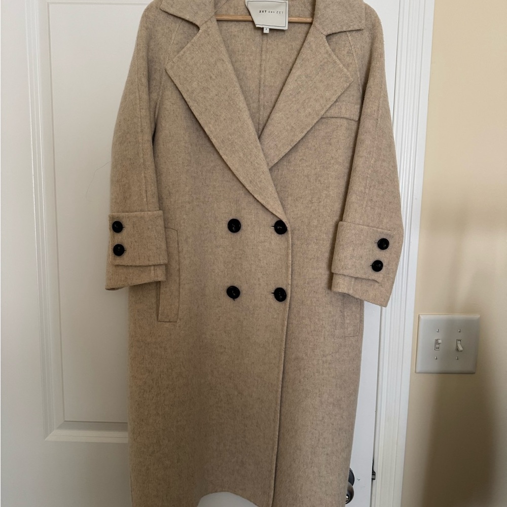 Elegant oat Wool Coat double faced